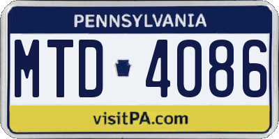 PA license plate MTD4086