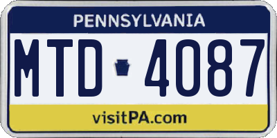PA license plate MTD4087