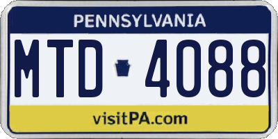 PA license plate MTD4088