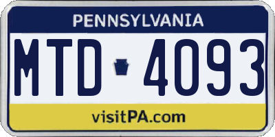PA license plate MTD4093