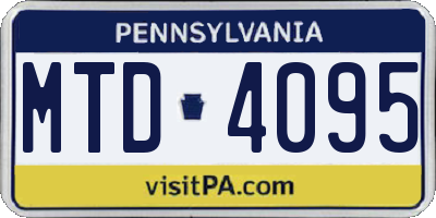 PA license plate MTD4095
