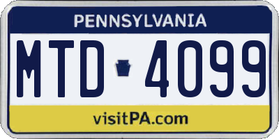PA license plate MTD4099