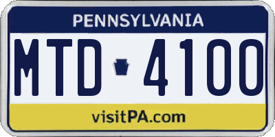 PA license plate MTD4100