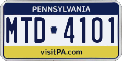 PA license plate MTD4101