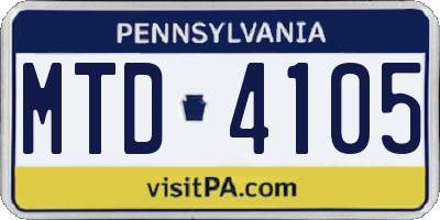 PA license plate MTD4105