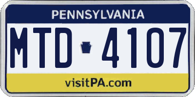 PA license plate MTD4107