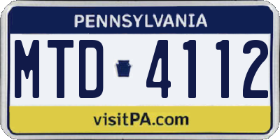 PA license plate MTD4112