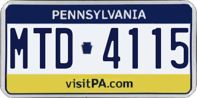 PA license plate MTD4115