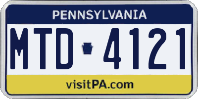 PA license plate MTD4121