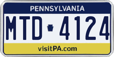 PA license plate MTD4124