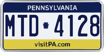PA license plate MTD4128