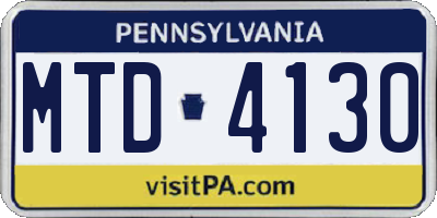 PA license plate MTD4130