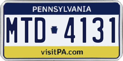 PA license plate MTD4131
