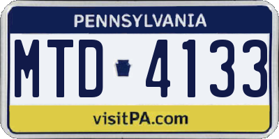 PA license plate MTD4133