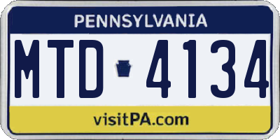 PA license plate MTD4134