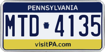PA license plate MTD4135