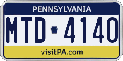 PA license plate MTD4140