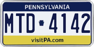 PA license plate MTD4142