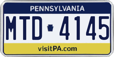 PA license plate MTD4145