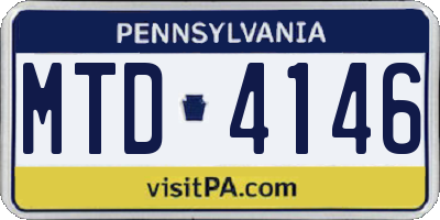 PA license plate MTD4146
