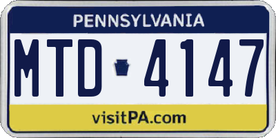PA license plate MTD4147