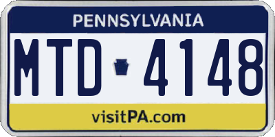 PA license plate MTD4148