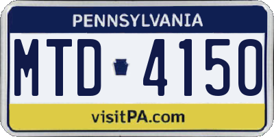 PA license plate MTD4150