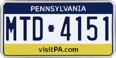 PA license plate MTD4151