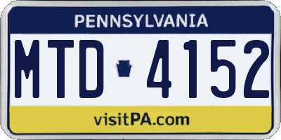 PA license plate MTD4152