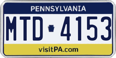 PA license plate MTD4153