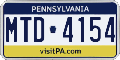 PA license plate MTD4154
