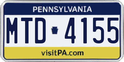 PA license plate MTD4155