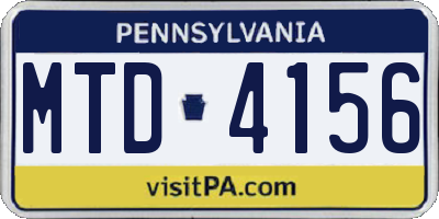 PA license plate MTD4156