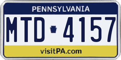 PA license plate MTD4157