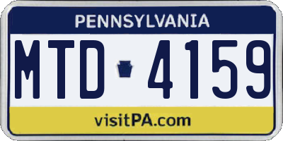 PA license plate MTD4159