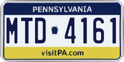 PA license plate MTD4161