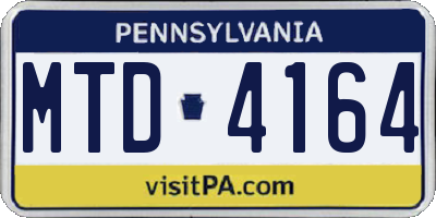 PA license plate MTD4164