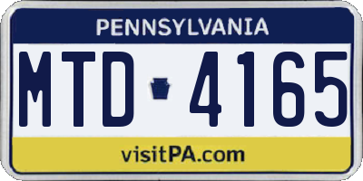 PA license plate MTD4165