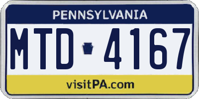 PA license plate MTD4167