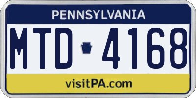 PA license plate MTD4168