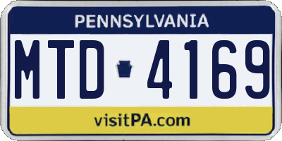 PA license plate MTD4169
