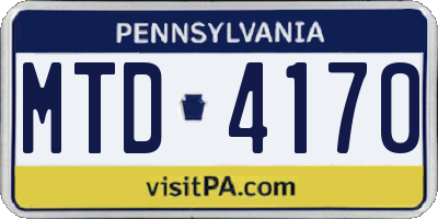 PA license plate MTD4170