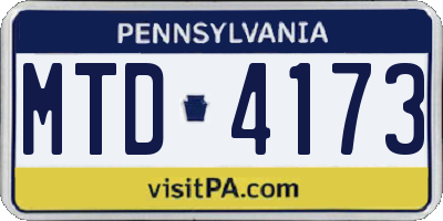 PA license plate MTD4173