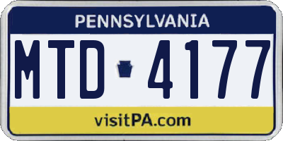 PA license plate MTD4177