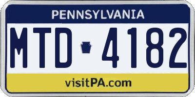 PA license plate MTD4182