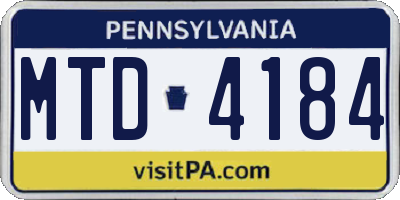 PA license plate MTD4184