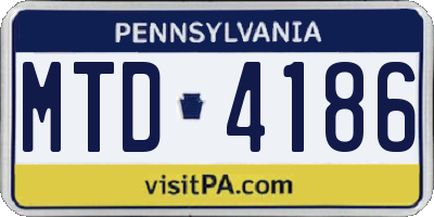 PA license plate MTD4186