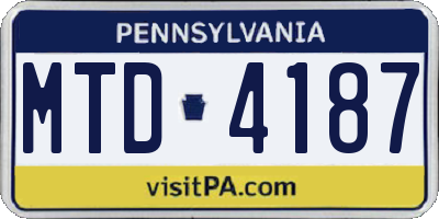 PA license plate MTD4187