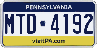 PA license plate MTD4192