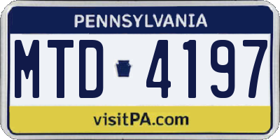 PA license plate MTD4197